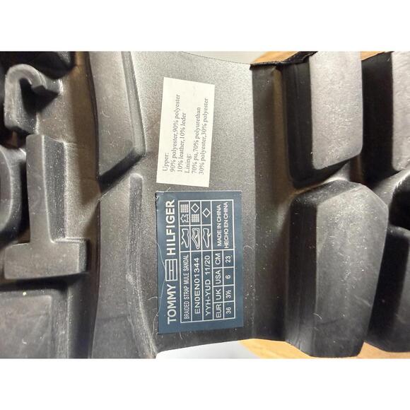 NWB Tommy Jeans Black Pink Braided Strap Slide Sandals Women’s Designer Size 6 - Picture 7 of 10